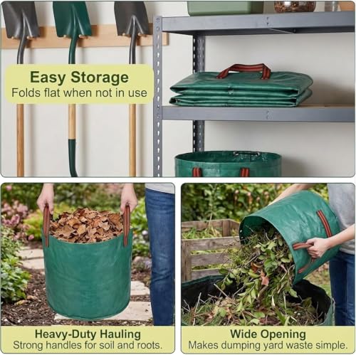 Garden Waste Bags 72 Gallon,Reusable Heavy Duty Yard Leaf with Plastic Ring