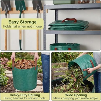 Garden Waste Bags 72 Gallon,Reusable Heavy Duty Yard Leaf with Plastic Ring