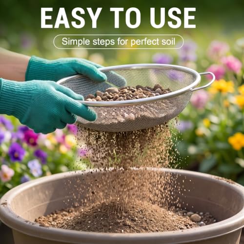 Rtteri 6 Pcs Soil Sifter for Gardening, Fits 5 Gallon Bucket, Silver - color: Silver