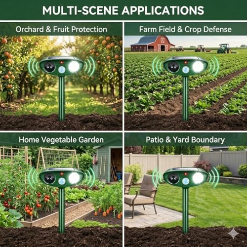 2026 Upgraded Solar Ultrasonic Animal Repellent Outdoor for Yard 2-Pack