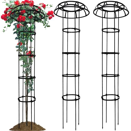65” Garden Trellis for Climbing Plants, 2 Pack Mushroom Plant Support for Potted Plants, Outdoor Heavy-Duty Obelisk Trellis for Cucumber, Tomato, Grape, Rose, Pea, Vine, Bean, Clematis - color: 2Pack