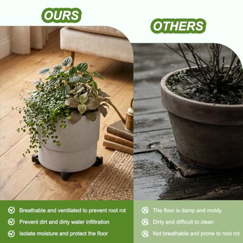 15pcs Pot Feet for Outdoor Planters, Invisible Planter Feet & Pot Toes, Flower Pots Lifters Risers, Heavy Duty Plant Feets for Indoors, Stabilizers from Wind to Prevent Stains & Water Damage(black) - color: Black