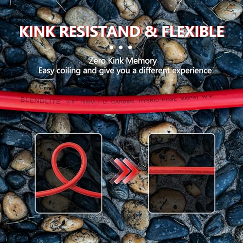 5/8" Garden Hose 20ft, -40℉ To 190℉ Hot/Cold Rubber hose, Red - color: Red, size: 20Ft