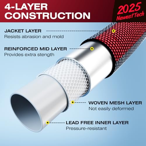Flexible Lightweight Garden Hose 15 FT - color: Gray/Red, size: 15 FT