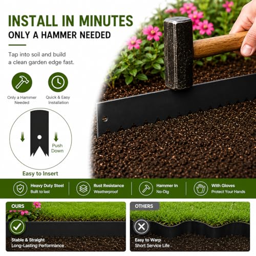 40FT Steel Landscape Edging (12-Pack, 40" L x 6" W) - color: 40'' L x 6'' H, style: 12 Pack