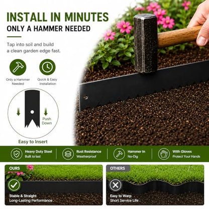 40FT Steel Landscape Edging (12-Pack, 40" L x 6" W) - color: 40'' L x 6'' H, style: 12 Pack