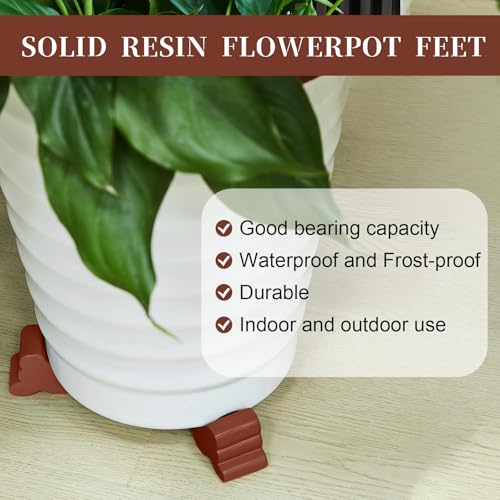 Kigeli 12 Pcs Resin Pot Feet for Outdoor Planters Frost Proof, Brown - color: Brown