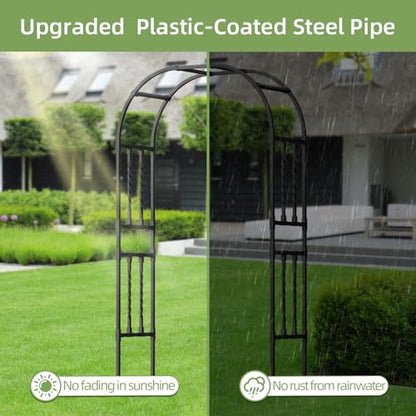 Square Tube Metal Garden Arch Trellis for Climbing Plants,4.9x7.9FT - color: 4.9 FT L/Black, size: Full Arch