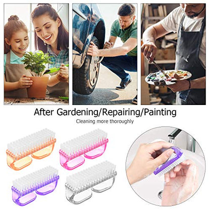 Larbois Handle Grip Nail Brush, Nail Brushes Hand Fingernail Brush Cleaner Scrubbing Kit Pedicure for Toes and Nails Men Women (4 Pack) - color: Orange