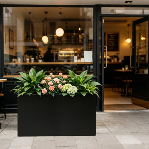 Tall Metal Planter 38" L x 12" W x 30" H, Steel Planter Box Outdoor - color: Black, size: 38”L x 12”W x 30”H