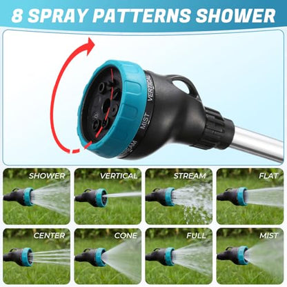 Hushee 2 Pack 16 Inch Metal Watering Wand for Garden Hose, 8 Pattern, Blue - color: Blue