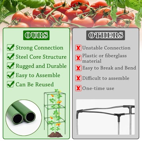 ZeeDix 45 Inch Square Tomato Cages for Garden with Clips 2 Pack - color: Green-2 Pack, size: 45-inch