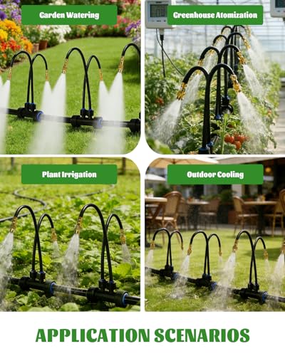 66FT Drip Irrigation System with 40 Nozzles, Automatic Drip Irrigation Kit, Garden Watering System with Dual-Head 360° Bendable Spray Nozzles for Lawn, Raised Bed (66FT, 40 Nozzles)