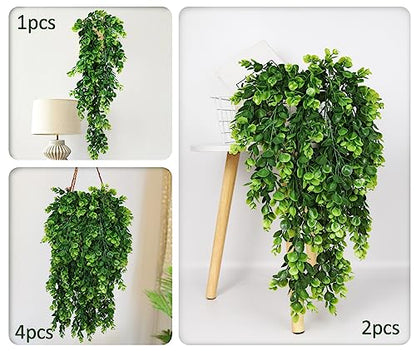 RECUTMS 4 Pcs Artificial Hanging Eucalyptus Greenery Plants 29.9 Inches - color: Green