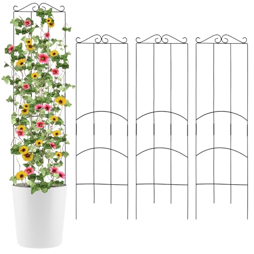 4 Pack 32'' Plant Trellis Indoor - Metal Trellis for Climbing Plants Indoor, Garden Trellis for Climbing Plants Outdoor Houseplants Flowers Vine Ivy, Rectangular Shape, Black - size: 32'' Rectangular Shape