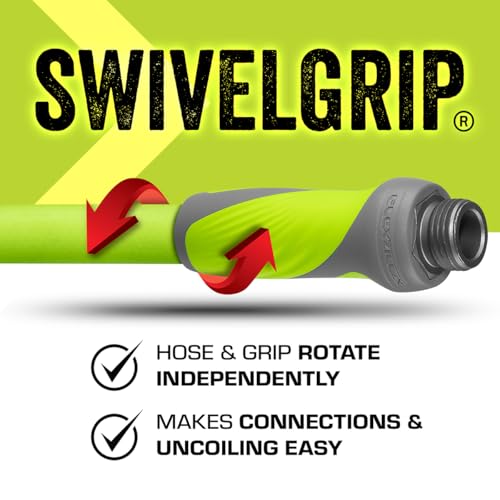 Flexzilla Garden Hose with SwivelGrip, 5/8 in. x 25 ft., Lightweight All-Weather Water Hose, Durable and Flexible, Leak-Free Connections - color: Chartreuse, size: 25ft, style: SwivelGrip