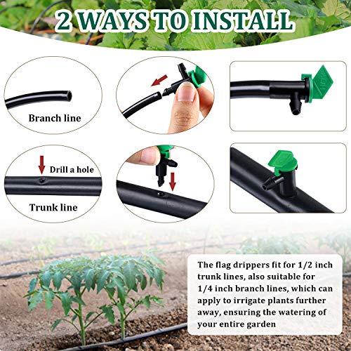 Mudder 60 Pieces Flag Drippers Emitters for Drip Irrigation,4 Gallon,Green - color: Green, size: 4 Gallon
