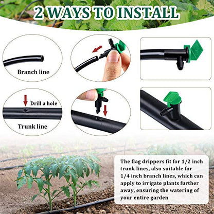 Mudder 60 Pieces Flag Drippers Emitters for Drip Irrigation,4 Gallon,Green - color: Green, size: 4 Gallon