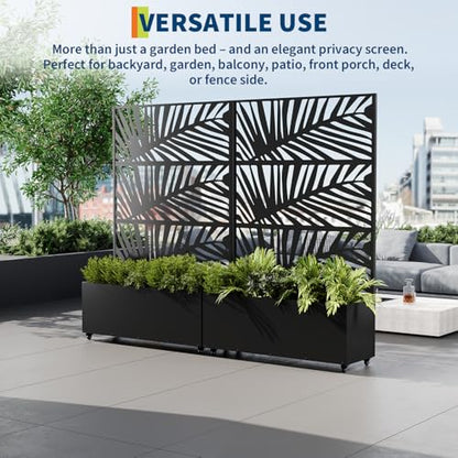 Garvee 71"x47"x16" Metal Planter Box with Trellis for Climbing Plants Vines - color: Parallel, size: no Wheel