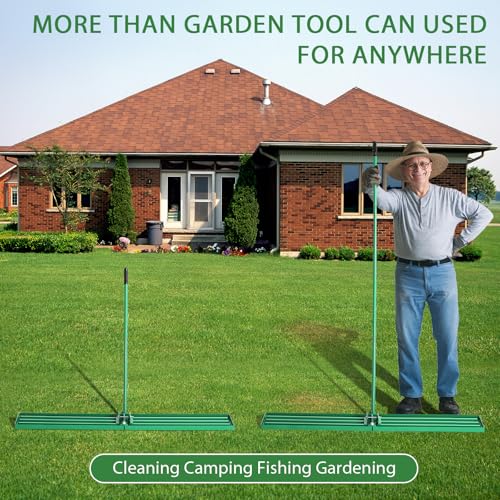 VINGLI Iron Lawn Leveling Rake 36in for Soil Sand Composs, Extended Handle, 180°Rotation Head, with All Handwares, for Yard Garden Golf Field, Green (36in) - color: 36in