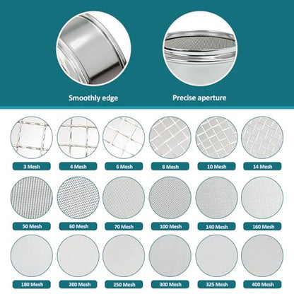 2.36" (6cm) Full 304 Stainless Steel Mini Lab Sieve, 50 Mesh(0.355mm) - size: 50 Mesh(0.355mm)/Ф2.4in(6CM)
