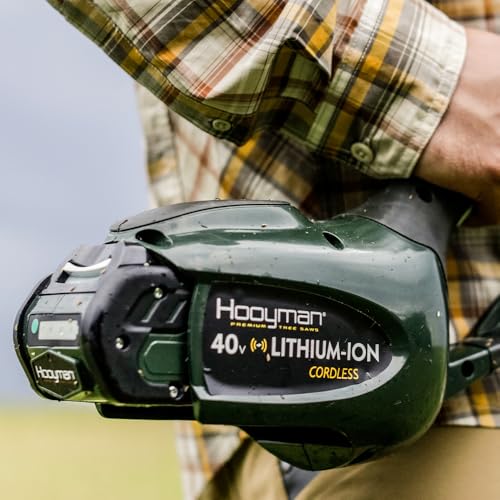 Hooyman Cordless 40 Volt Pole Saw Battery with Charge Level Indicator, 70 Minutes of Power Per Charge, and 40 Percent Longer Life for Tree Pruning, Tree Trimming, Hunting, Camping, and Outdoor - style: 40V Battery