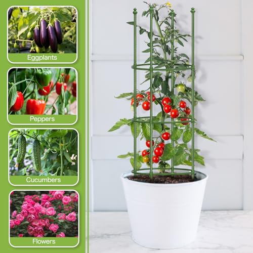 3 Pack 59 Inch Height Adjustable Tomato Cages for Garden - color: Green