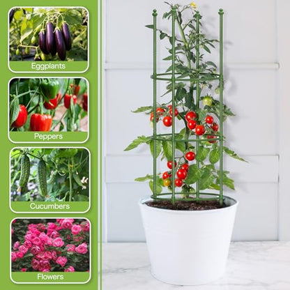 3 Pack 59 Inch Height Adjustable Tomato Cages for Garden - color: Green