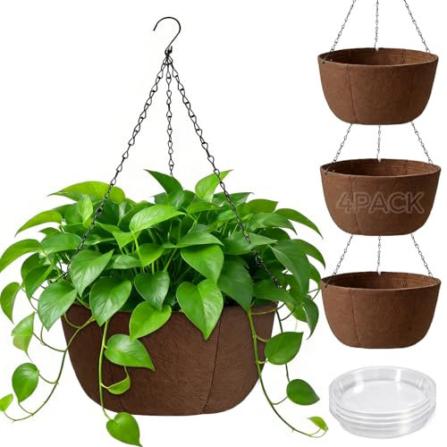 T4U Hanging Planter for Plants Outdoor 10 Inch, Fabric Pots 4 Pack - size: 10 Inch,4-Pack