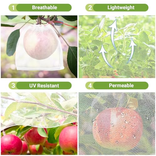 Mesh Fruit Bags, 50pcs 6x6 Inch Fruit Netting Bags with Drawstring for Plant Vegetables Fruit, Garden Fruit Protection Against Bird Insects Mosquito Pest Bug - size: 6"x6"/Pack of 50