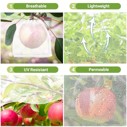 Mesh Fruit Bags, 50pcs 6x6 Inch Fruit Netting Bags with Drawstring for Plant Vegetables Fruit, Garden Fruit Protection Against Bird Insects Mosquito Pest Bug - size: 6"x6"/Pack of 50