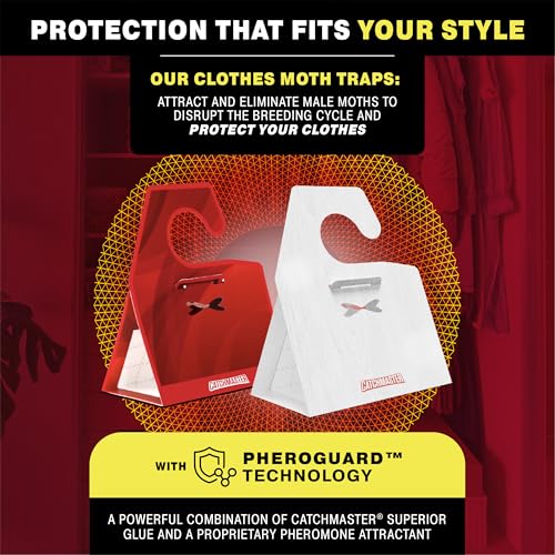 Catchmaster Clothes Moth Traps 6 Pack, Odorless Pheromone Trap for Closets - color: Red