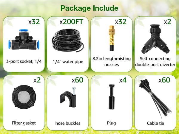Bluepro 200FT Drip Irrigation System with 360° Adjustable Copper Nozzles - size: 200FT