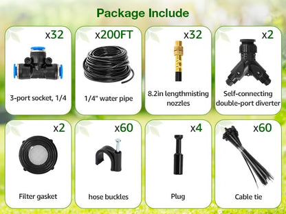 Bluepro 200FT Drip Irrigation System with 360° Adjustable Copper Nozzles - size: 200FT