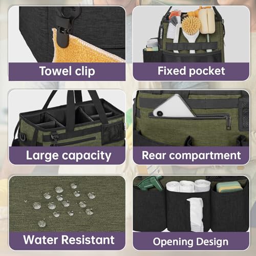 IBVIVIC Wearable Cleaning Caddy Bag for Cleaning Supplies, Green - color: Green
