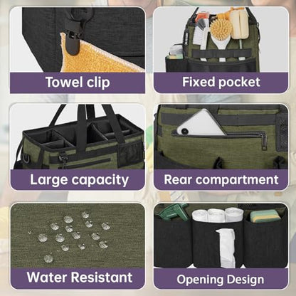 IBVIVIC Wearable Cleaning Caddy Bag for Cleaning Supplies, Green - color: Green