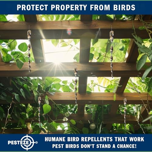 PESTEZE USA Bird Scare Reflective Rods Bird Deterrent Outdoor Scare Device for Birds Pigeons Crows Woodpeckers Sparrows Reflective Spinners Bird Repellent for Patio Garden Roof Balcony [8 Pack Silver]