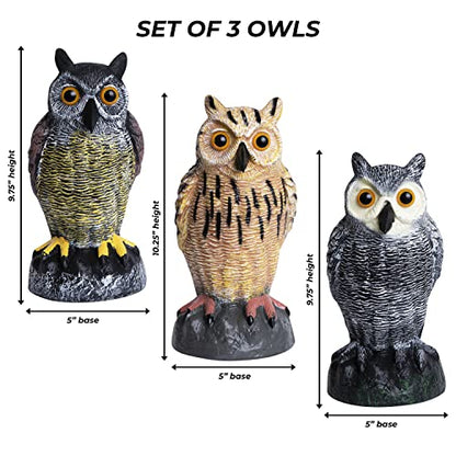 Owl Decoys to Scare Birds Away Plastic Owls Statue for Garden & Outdoors, 3 - style: Cottage