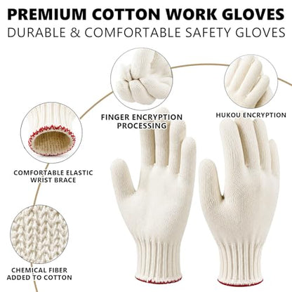 Large String Knit Cotton Work gloves for Men,Gardening