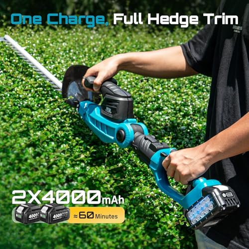 SEESII 2-in-1 Pole & Cordless Hedge Trimmer, 20" Electric Bush Trimmer 20V - color: Sky Blue
