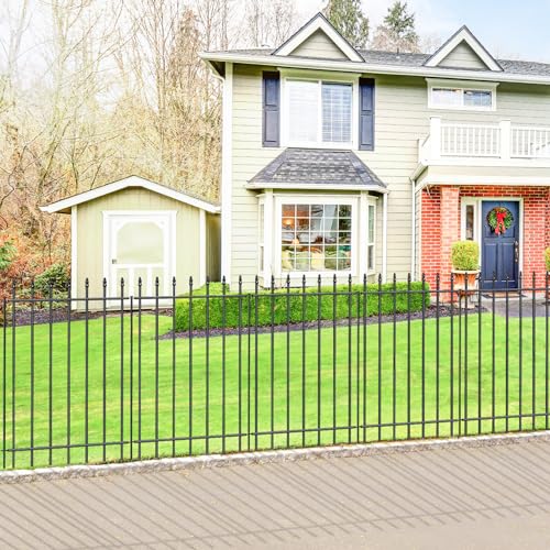 Decorative Metal Garden Fence 36" x 10', No-Dig Outdoor Fence with Stakes - size: 36″H x 10ft（5 Panels）