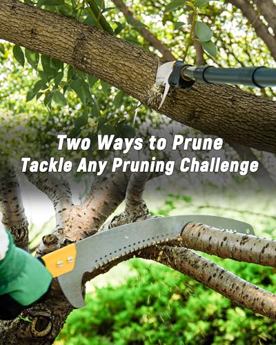 14.5FT Pole Saw with Adjustable Length for Tree Trimming, Lightweight Manual Pruning Saw with Mn Steel Blade, Long Extension Branch Cutter High Reach for Yard, Garden, Patio & Forestry Use - size: 14.5FT