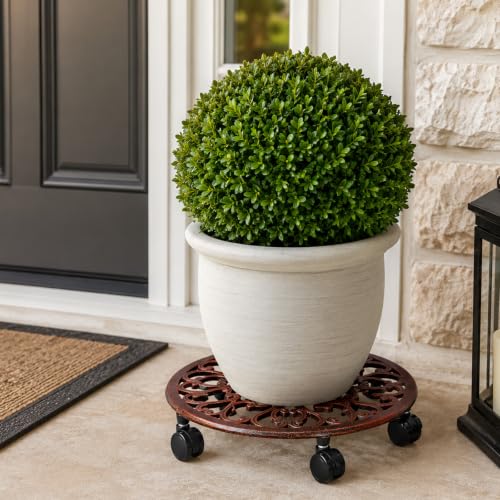 2 Pack 14 In Rolling Plant Stand with Wheels Metal Plant Caddy with Wheels - color: Antique Bronze, size: 14 inch: 2 pcs