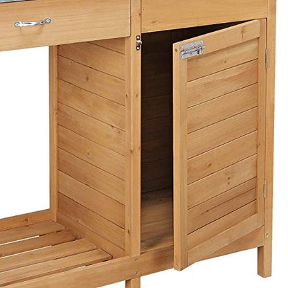 Topeakmart Outdoor Potting Bench with Storage Potting Table,Wood - color: Natural Wood