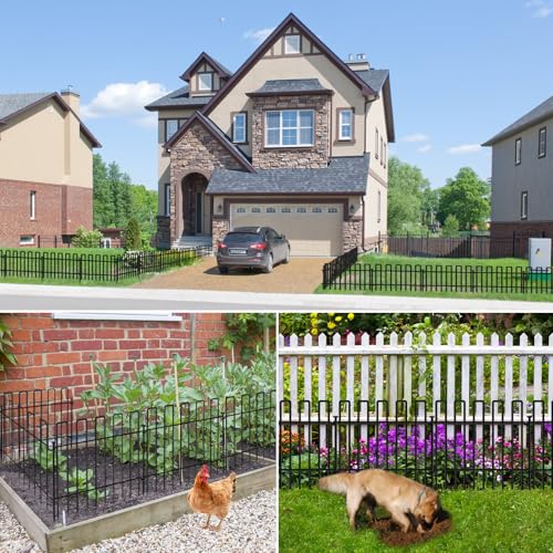 10 Panels No Dig Animal Barrier Fence, 13in(H) x 14ft(L) Garden Edging Border Fencing, Rustproof Metal Stakes Decorative Garden Fence, Dog Digging Defense Fencing Barrier for Outdoor, Yard, Patio - size: 10 Panels, 13in(H) x 14ft(L)