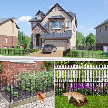10 Panels No Dig Animal Barrier Fence, 13in(H) x 14ft(L) Garden Edging Border Fencing, Rustproof Metal Stakes Decorative Garden Fence, Dog Digging Defense Fencing Barrier for Outdoor, Yard, Patio - size: 10 Panels, 13in(H) x 14ft(L)