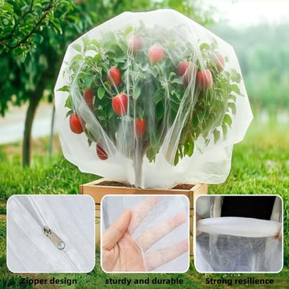 Drawstring & Zipper Fruit Tree Netting Cover - Reusable Bird Netting for Blueberry Bushes, Anti-Cicada/Deer/Squirrel Large Plant Protection Net (2, 4.9×3.3Ft) - size: 4.9×3.3Ft