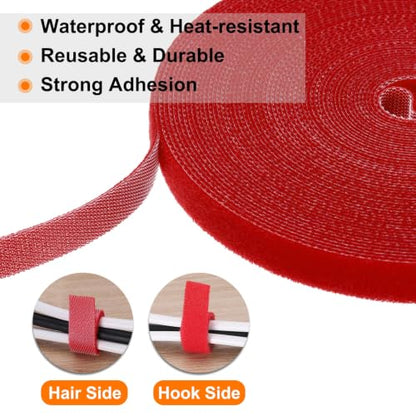 HARFINGTON Garden Plant Tape 16.4ft 19/32" Reusable Ties Strap Red - color: Red, size: 16.4ft x 19/32"
