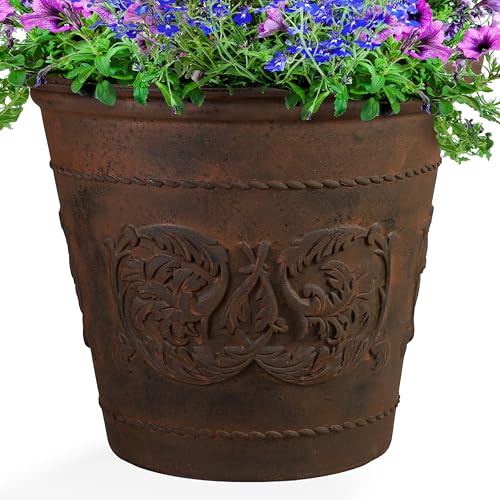 Sunnydaze Arabella 19.5'' Plastic Planter Pot for Plants, Rust - color: Rust, size: 19.5 in