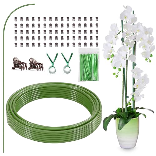 Plant Support Stakes with 50 Plant Clips, 32ft Plant Sticks, 800 Ties Green - color: Green, size: 32Ft